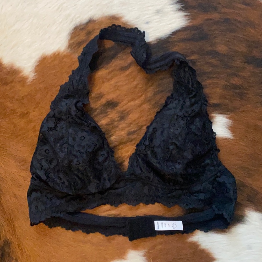 Garage black lace halter bra